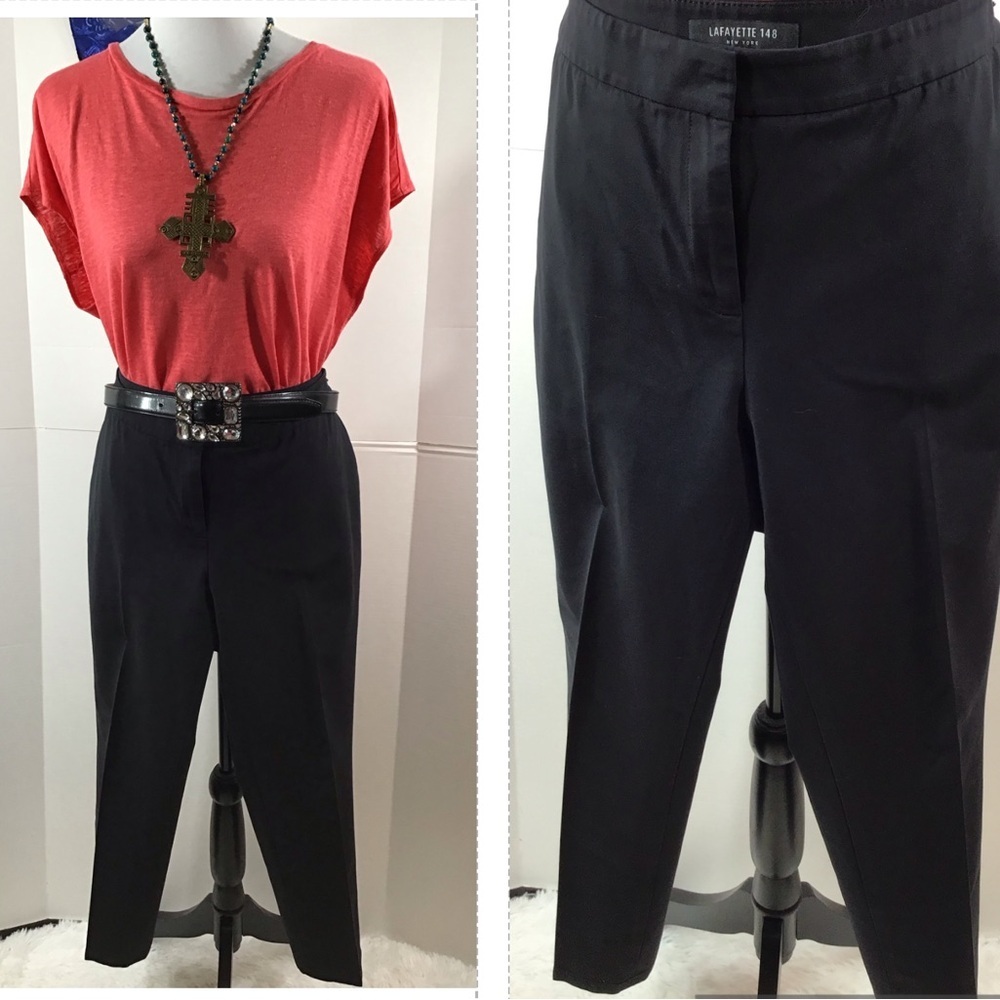 Lafayette 148 black straight leg ankle pants 10